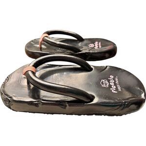 Y2K Floatie Sugar Shoes Platform Flip Flops Chunky Black Pink 6/7